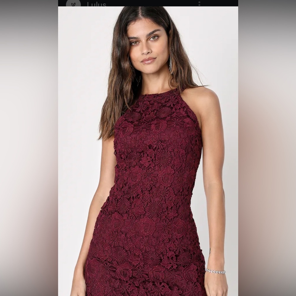 Lulus love poem burgundy dress - L